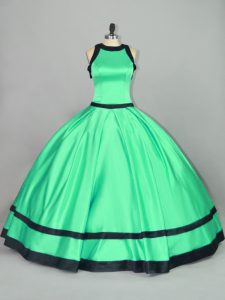 Modest Satin Sleeveless Floor Length Quinceanera Dresses and Ruching