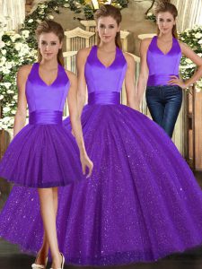 Sleeveless Lace Up Floor Length Ruching Vestidos de Quinceanera