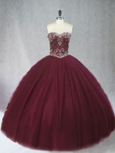 Sleeveless Lace Up Floor Length Beading Quince Ball Gowns