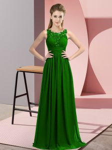 Sexy Floor Length Dark Green Quinceanera Court of Honor Dress Scoop Sleeveless Zipper