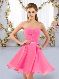 Discount Empire Dama Dress for Quinceanera Rose Pink Sweetheart Chiffon Sleeveless Mini Length Lace Up