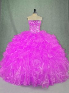 Customized Sleeveless Beading and Ruffles Lace Up Sweet 16 Dresses