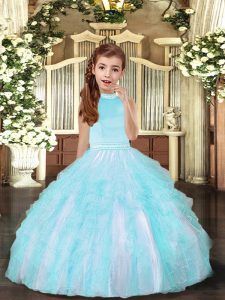 Sweet Sleeveless Beading and Ruffles Backless Child Pageant Dress