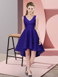 Best Selling High Low Purple Dama Dress V-neck Sleeveless Zipper