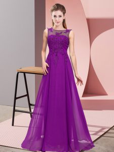Sleeveless Zipper Floor Length Beading and Appliques Vestidos de Damas