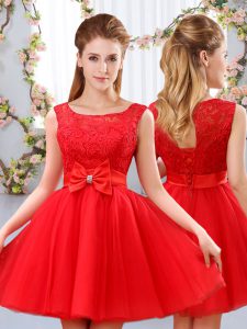 New Arrival Sleeveless Lace and Bowknot Lace Up Damas Dress