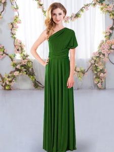 Admirable Green Sleeveless Chiffon Criss Cross Quinceanera Court Dresses for Wedding Party