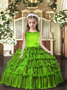 Sleeveless Floor Length Pageant Gowns For Girls and Ruffled Layers