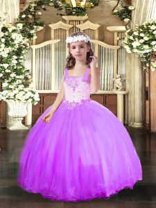 Customized Sleeveless Beading Lace Up Kids Pageant Dress