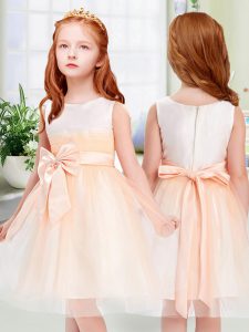 Graceful Sleeveless Zipper Knee Length Bowknot Pageant Gowns For Girls