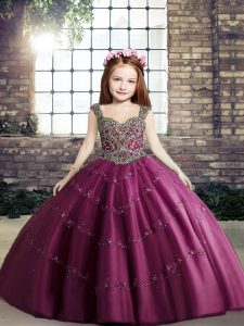 Sleeveless Beading Lace Up Pageant Gowns