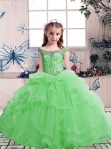 Cheap Scoop Lace Up Beading Little Girls Pageant Dress Sleeveless