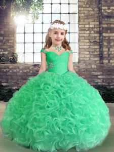Sleeveless Beading Lace Up Winning Pageant Gowns