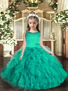 Sleeveless Lace Up Floor Length Ruffles Little Girls Pageant Dress