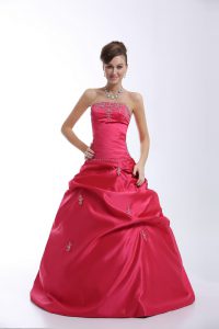 Hot Pink Lace Up 15th Birthday Dress Appliques Sleeveless Floor Length