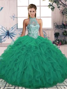 Wonderful Sleeveless Lace Up Floor Length Beading and Ruffles 15 Quinceanera Dress
