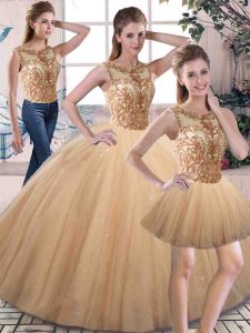 Sleeveless Lace Up Floor Length Beading Sweet 16 Quinceanera Dress