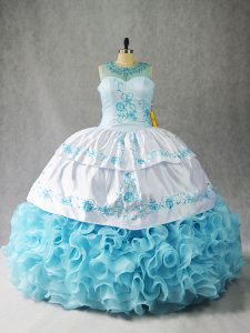 Exquisite Sleeveless Beading and Embroidery and Ruffles Lace Up 15 Quinceanera Dress