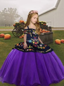 Organza Sleeveless Floor Length Pageant Dress for Teens and Embroidery