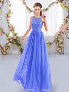 Blue Sleeveless Chiffon Zipper Court Dresses for Sweet 16 for Wedding Party