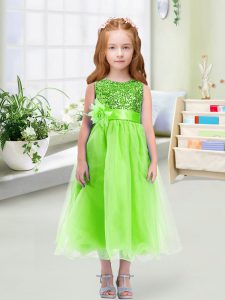 Tea Length Pageant Dress for Teens Scoop Sleeveless Zipper