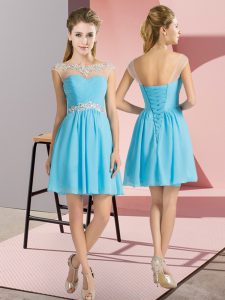 Eye-catching Chiffon Cap Sleeves Mini Length Damas Dress and Beading