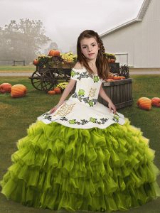 Adorable Organza Sleeveless Floor Length Kids Formal Wear and Ruffled Layers