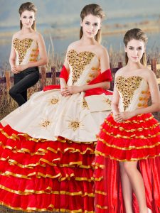 Discount Sweetheart Sleeveless Ball Gown Prom Dress Beading and Ruffled Layers Lace Up