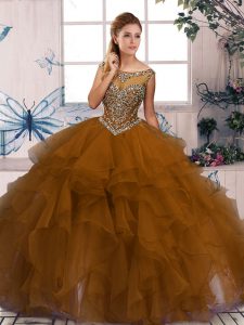 Fantastic Organza Sleeveless Floor Length Vestidos de Quinceanera and Beading and Ruffles