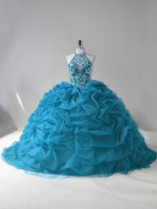 Organza Sleeveless Sweet 16 Dresses and Beading and Pick Ups