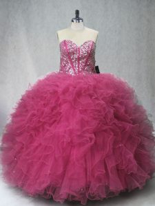 Ball Gowns Quince Ball Gowns Coral Red Sweetheart Tulle Sleeveless Floor Length Lace Up