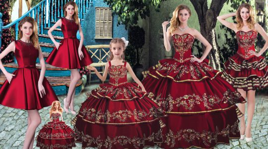 Ball Gowns Sweet 16 Dresses Wine Red Sweetheart Organza Sleeveless Floor Length Lace Up