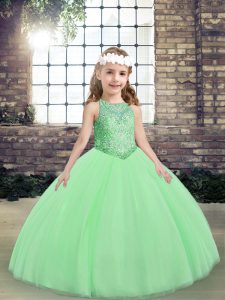 Pretty Beading Little Girls Pageant Dress Wholesale Lace Up Sleeveless Floor Length