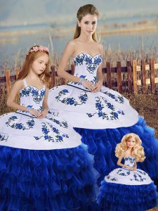 Fitting Floor Length Ball Gowns Sleeveless Royal Blue Sweet 16 Quinceanera Dress Lace Up