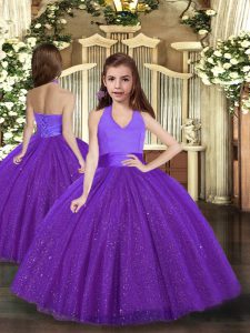 Excellent Tulle Sleeveless Floor Length Kids Pageant Dress and Ruching