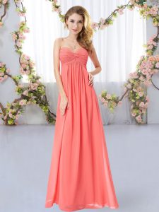 Custom Designed Sweetheart Sleeveless Zipper Court Dresses for Sweet 16 Watermelon Red Chiffon