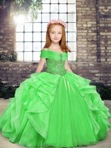 Fantastic Floor Length Ball Gowns Sleeveless Child Pageant Dress Lace Up
