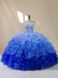 Latest Floor Length Multi-color Quinceanera Dresses Organza Sleeveless Beading and Ruffles