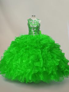 Ruffles and Sequins Vestidos de Quinceanera Lace Up Sleeveless Floor Length