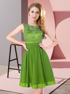 Enchanting Mini Length Quinceanera Dama Dress Chiffon Sleeveless Beading and Appliques