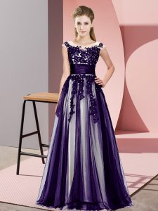 Sleeveless Zipper Floor Length Beading and Lace Court Dresses for Sweet 16