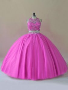 Latest Floor Length Backless 15th Birthday Dress Lilac for Sweet 16 and Quinceanera with Beading