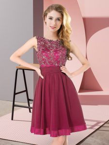 Beading and Appliques Dama Dress Purple Backless Sleeveless Mini Length