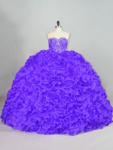 Fabulous Purple Sweetheart Neckline Beading Quinceanera Dresses Sleeveless Lace Up