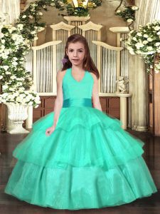 Sleeveless Lace Up Floor Length Ruffled Layers Pageant Dress for Teens