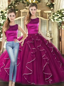 Sleeveless Lace Up Floor Length Ruffles Sweet 16 Dresses