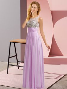 Fashion Chiffon Sleeveless Floor Length Vestidos de Damas and Beading