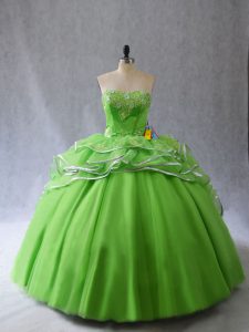 Sleeveless Brush Train Appliques and Ruffles Quinceanera Dresses