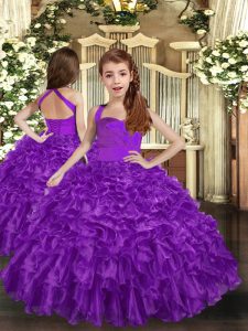 Hot Sale Organza Sleeveless Floor Length Little Girl Pageant Dress and Ruffles