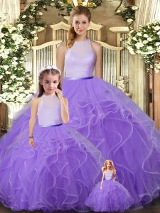 Popular Ruffles 15th Birthday Dress Lavender Backless Sleeveless Floor Length